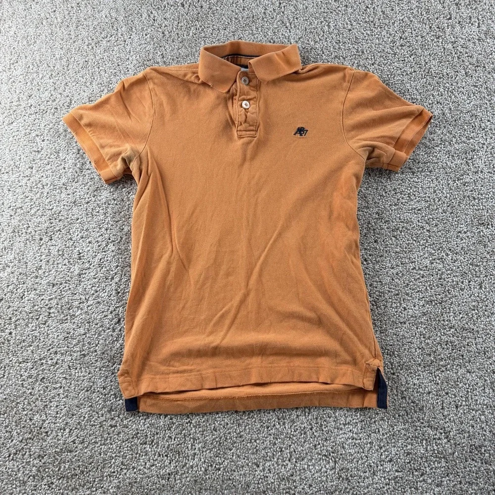 Y2K Aeropostale A87 Polo Shirt Mens Small Orange Cotton Short Sleeve Casual Logo